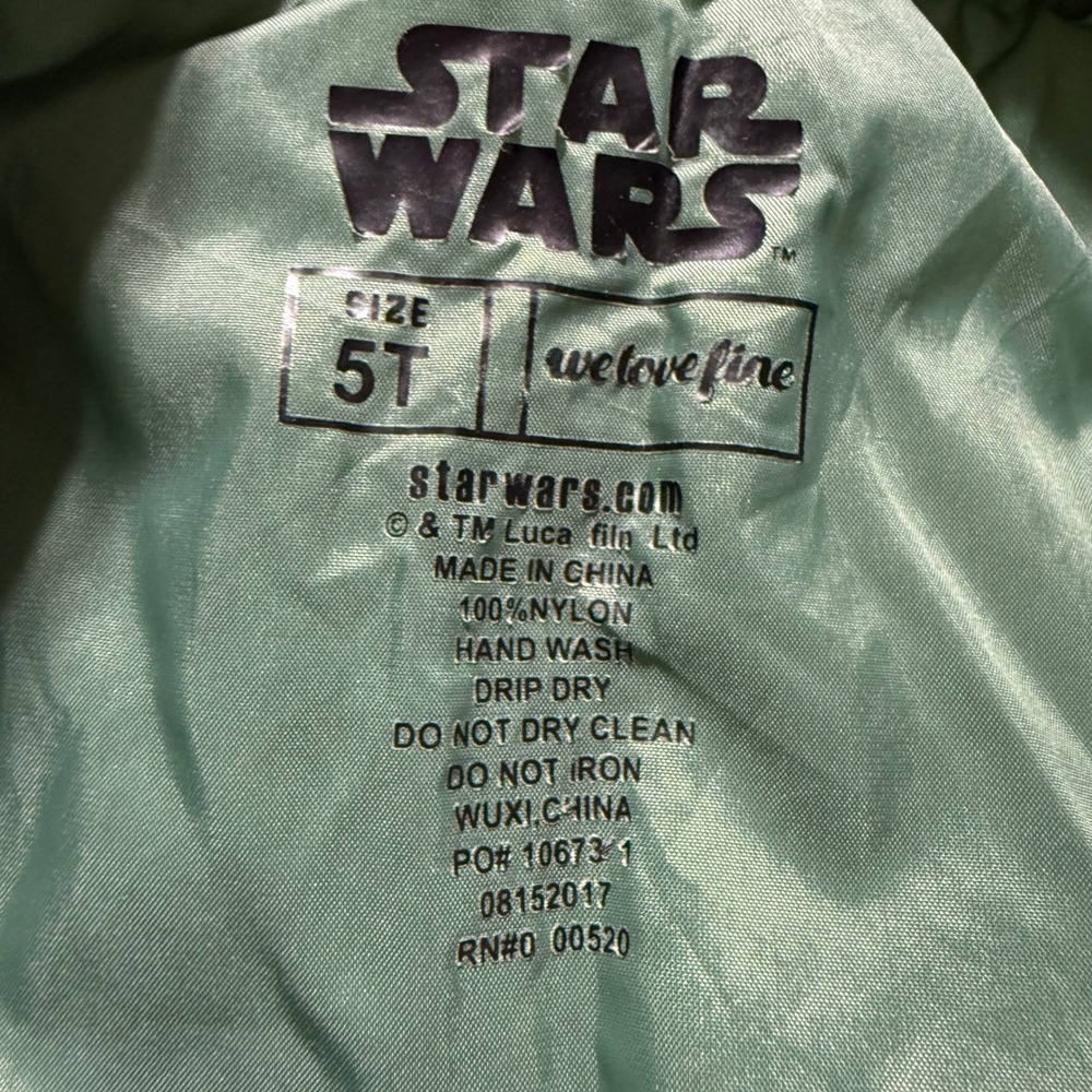 Star Wars WeLoveFine Kids Rebel Alliance Quilted Puffer Jacket Green 5T - Picture 3 of 4